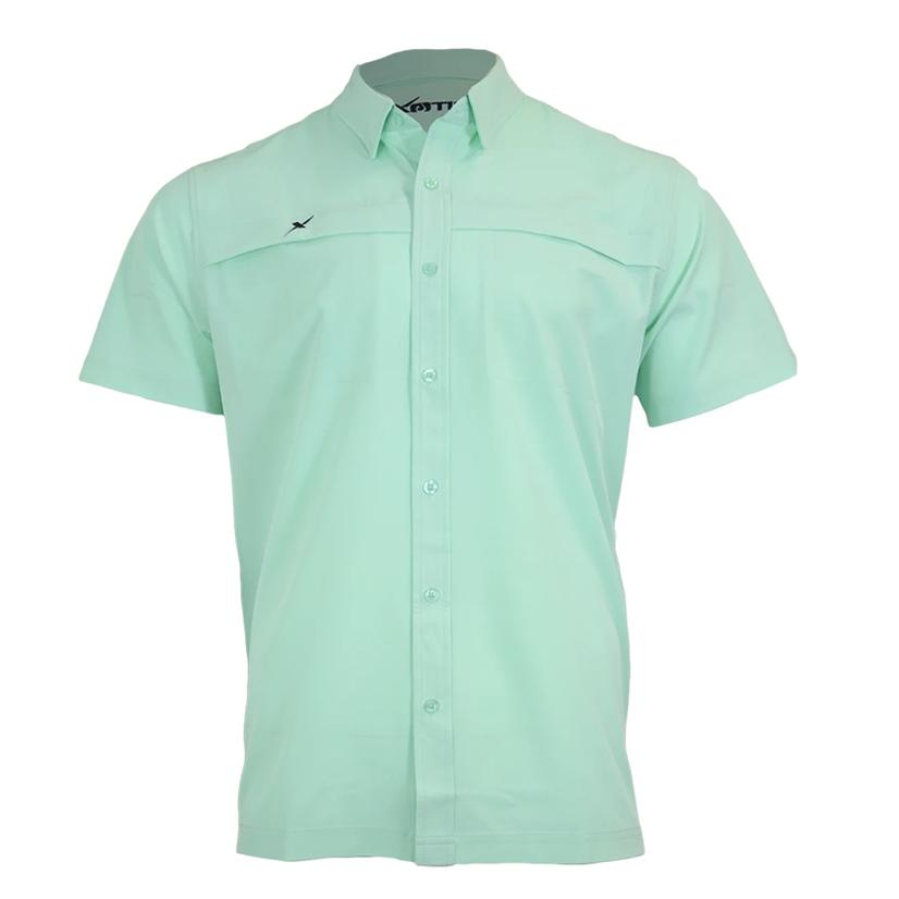  Xotic Ice Green Short Sleeve Button- Down Men's Fishing Shirt