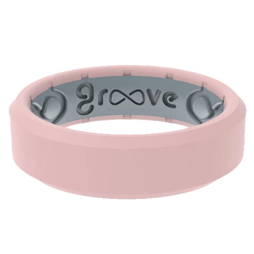  Groove Life Edge Thin Rose Quartz Ring