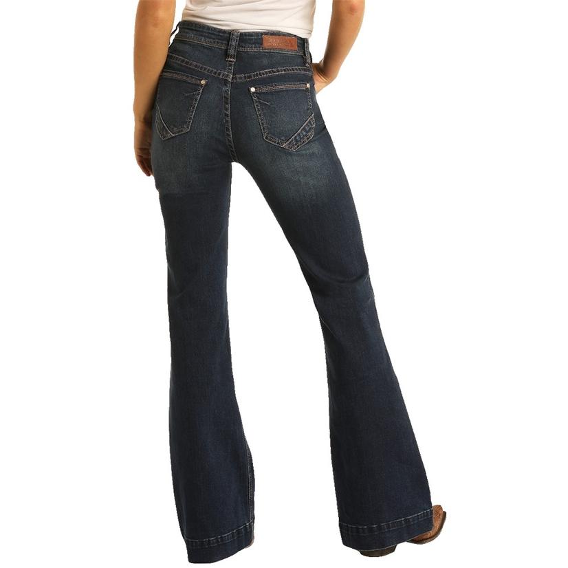 Dark Wash Women's Trouser Jeans by Rock and Roll Cowgirl