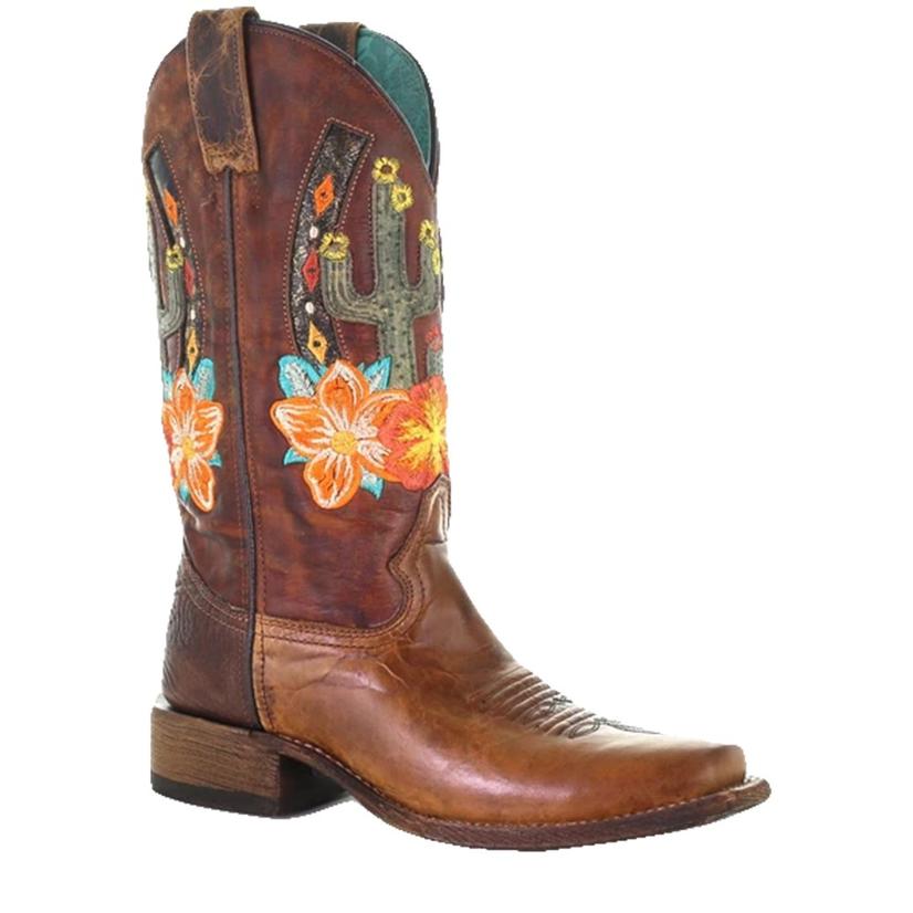  Corral Sand Cactus Inlay Floral Women's Boots