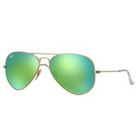 Ray-Ban Aviator Classic Green Flash Matte Gold Metal Sunglasses