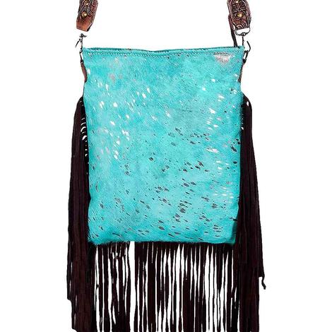American Darling Bags Turquoise Silver Acid Bag with Fringe