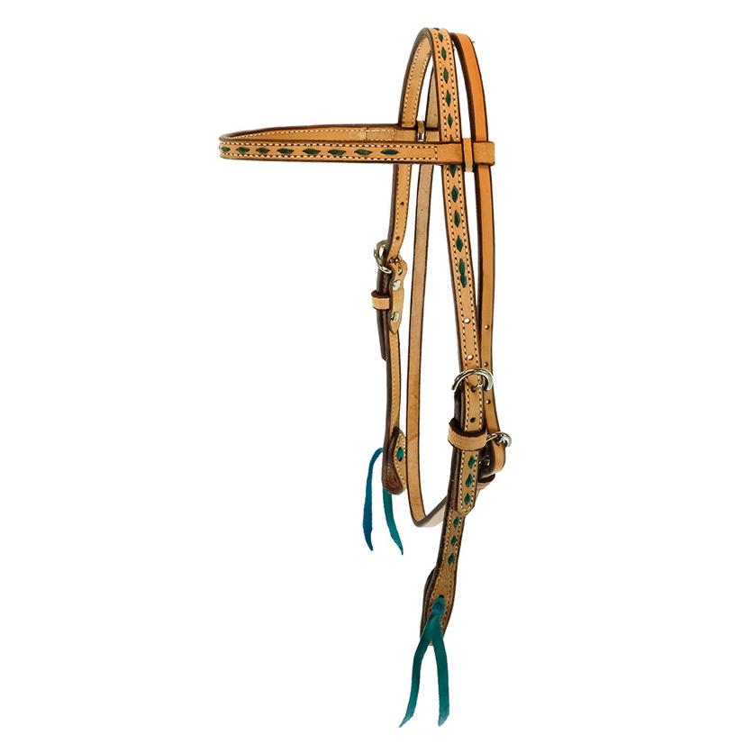 Roughout Buckstitch Browband Headstall TURQUOISE