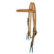 Roughout Buckstitch Browband Headstall TURQUOISE