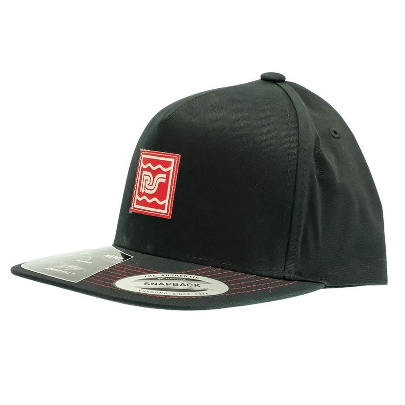 Rocker Steiner Black 5-Panel with Red Patch Cap by Hooey
