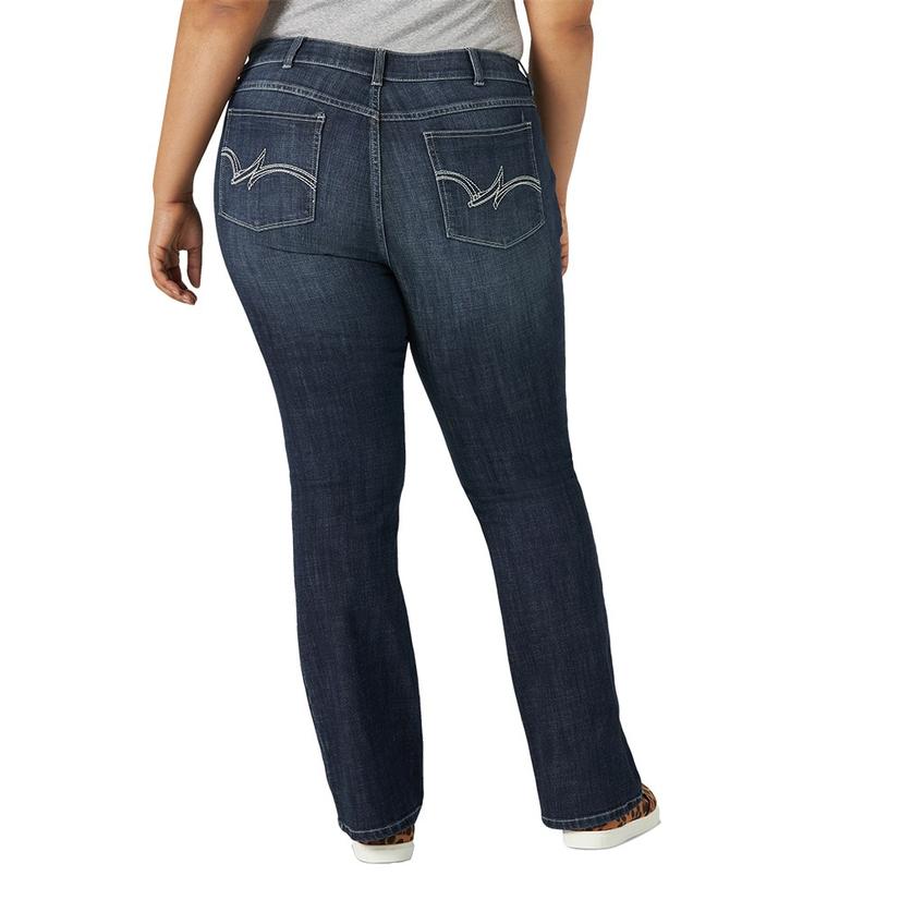  Wrangler Plus Size Midrise Bootcut Dark Wash Women's Jeans