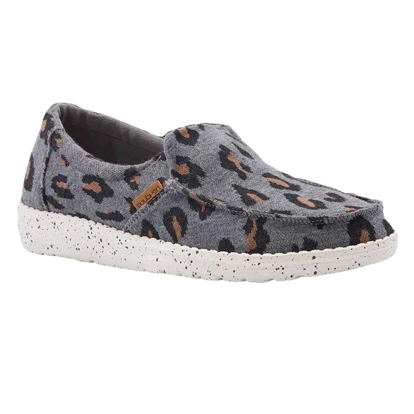 Wendy Charcoal Cheetah Slipon Shoes by Hey Dude