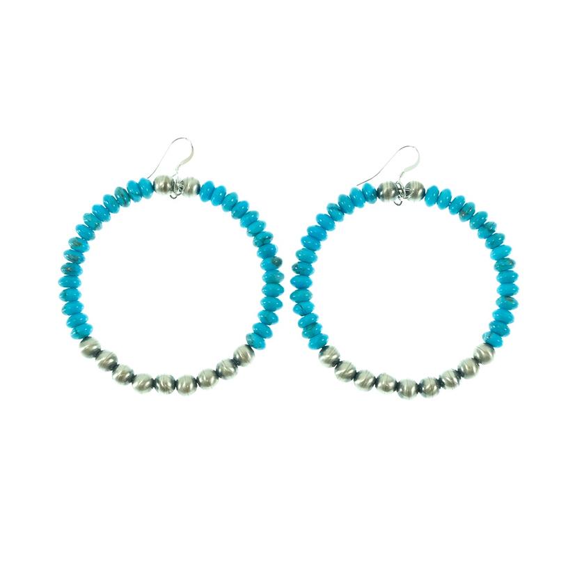  Turquoise And Silver Hoop Earrings