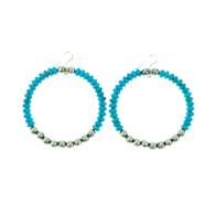 Turquoise and Silver Hoop Earrings 