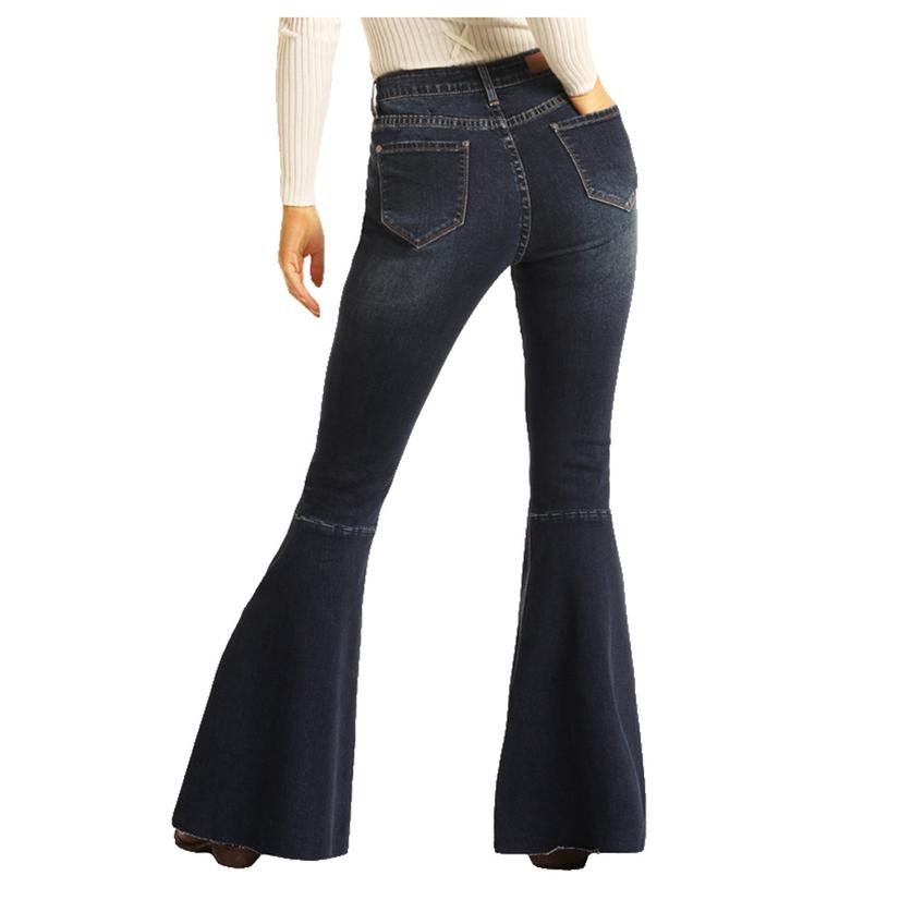 Dark Vintage Bell Bottom Women's Jeans with Front Seam by Rock & Roll ...
