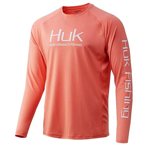 HUK Pursuit Vented Long Sleeve Coral Fusion Men's Shirt