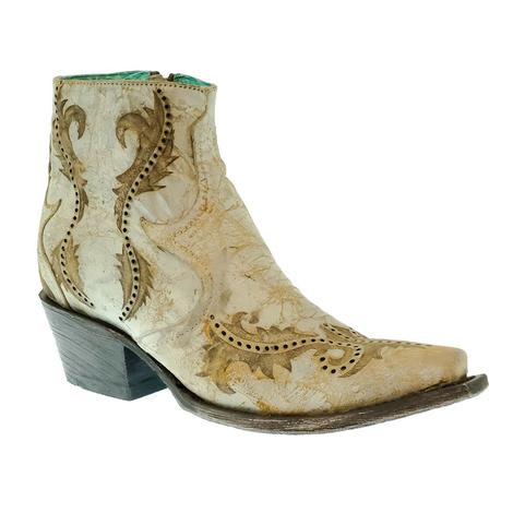 Corral White and Gold Laser Women's Ankle Boot