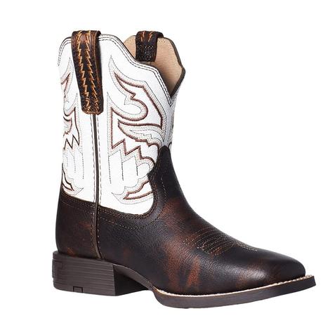Ariat Chocolate and White Sorting Pen Boy's Boots