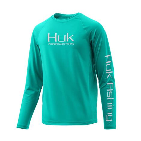 HUK Pursuit Vented Electric Green Long Sleeve Youth Shirt