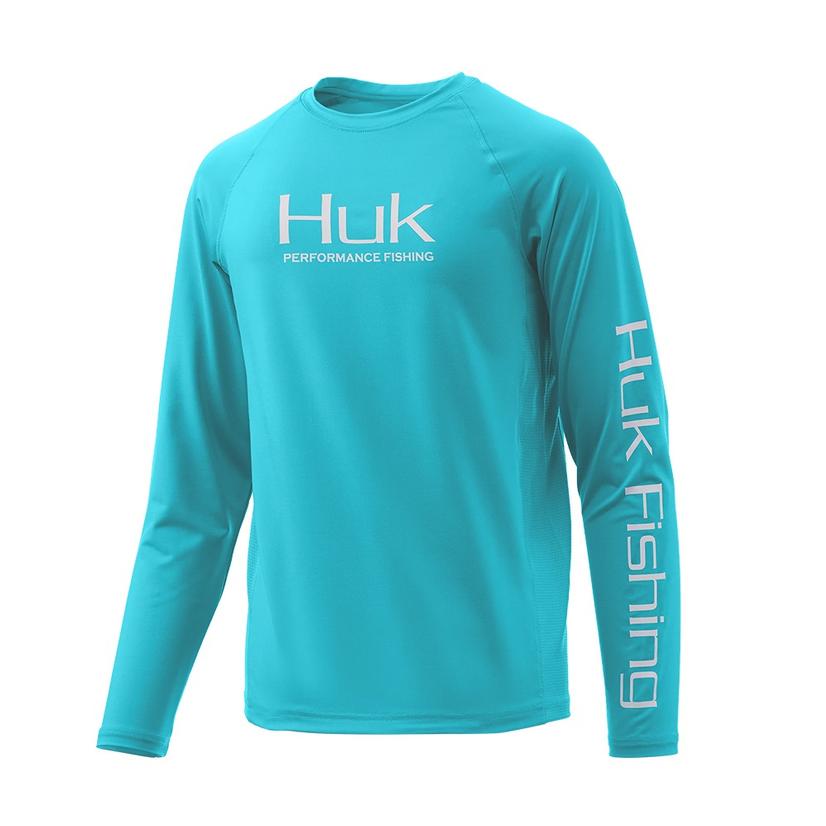  Huk Pursuit Vented Blue Radiance Youth Long Sleeve Shirt