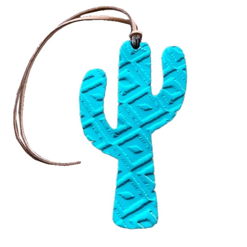 Leather Aztec Cactus Air Freshener in Green, Fuschia, Turquoise - Butt Naked TURQUOISE