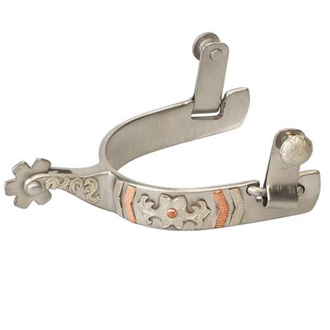 Silver Copper Accented Brushed Stainless Ladies Spur