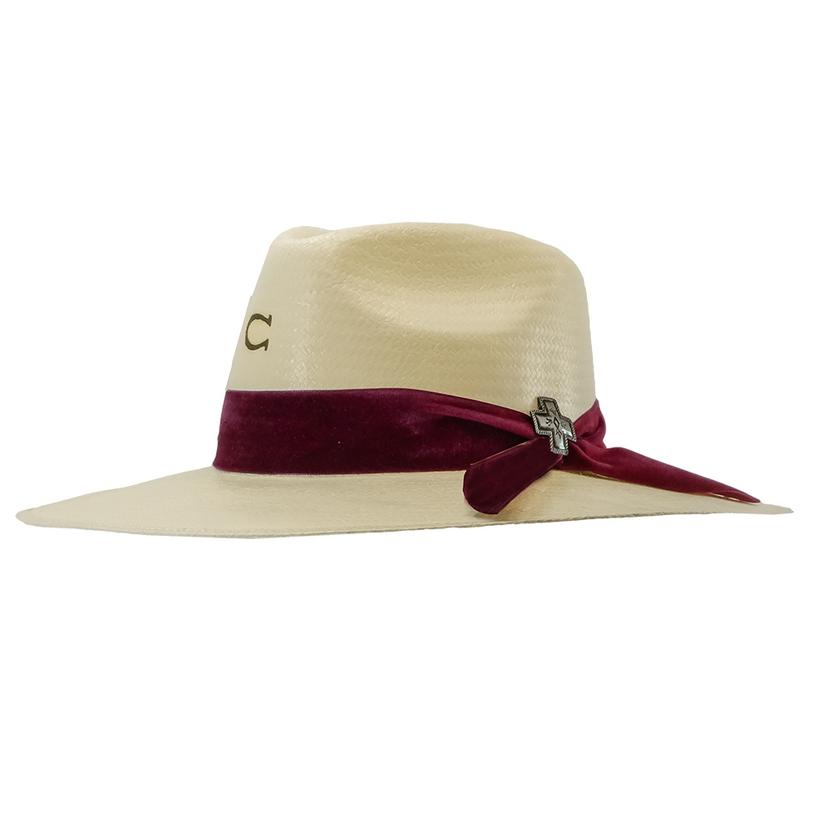  Charlie 1 Horse Truth Natural Straw Hat With Burgundy Ribbon