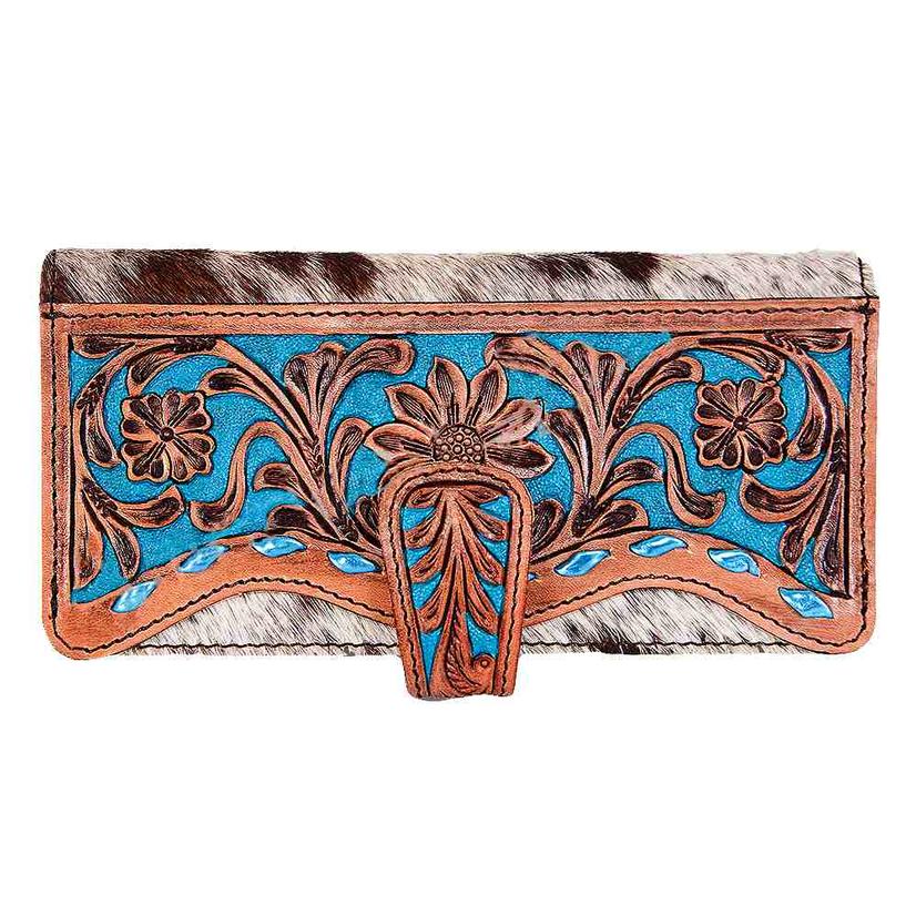  American Darling Bags Brown And Turquoise Tooled Wallet