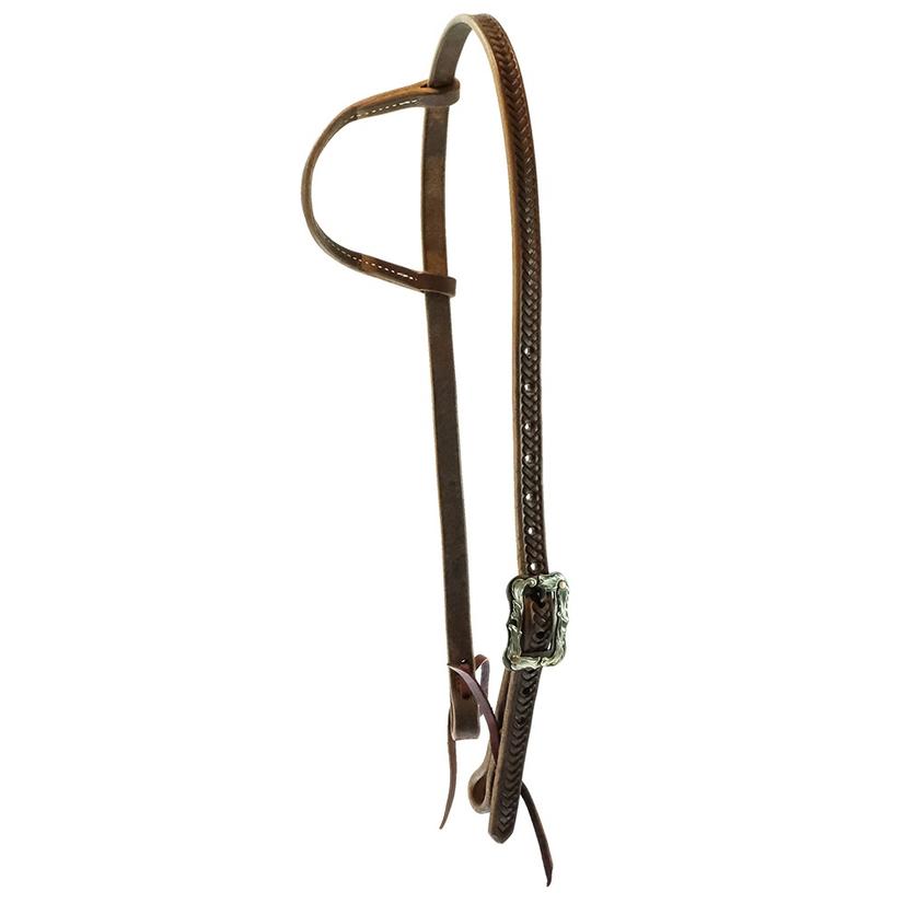  Stt Braided Tool Chocolate Slide Ear With Floral Cart Buckle Headstall