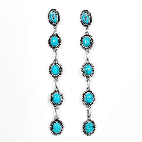 Turquoise 5 Stone Dangle Earrings