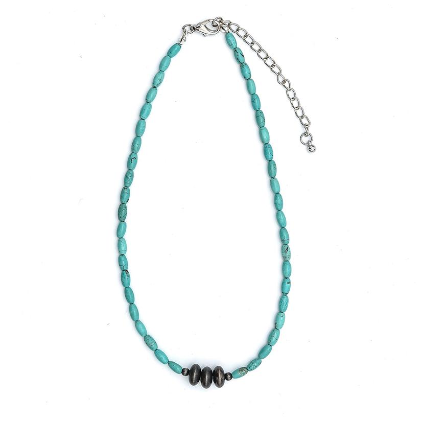  Turquoise Bead And Faux Navajo Pearl Necklace