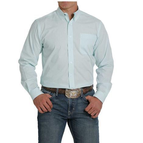 Cinch Modern Fit Light Blue Print Long Sleeve Buttondown Men's Shirt