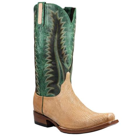 Azulado Rip Sanded Shark with Green Top Men's Boots