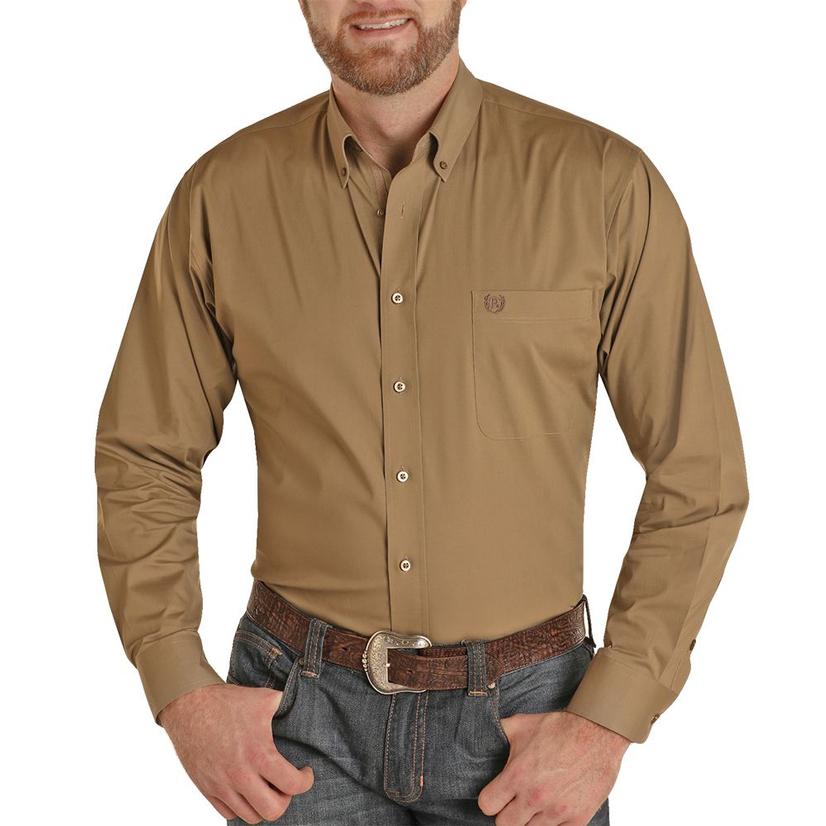  Panhandle Solid Taupe Long Sleeve Buttondown Shirt