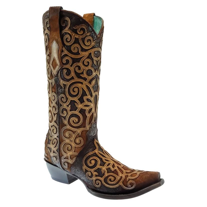  Corral Chocolate Lamb Embroidered Overlay Women's Boots