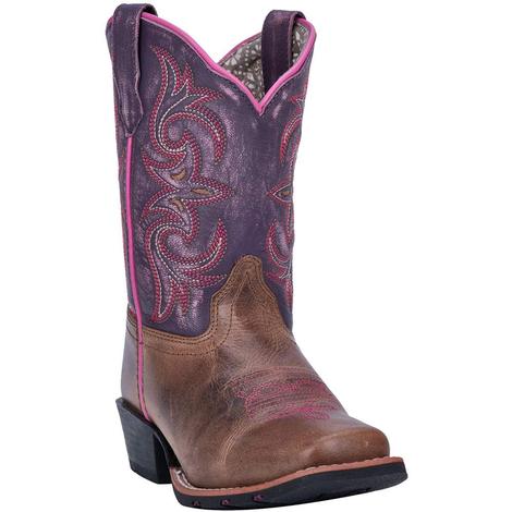 Dan Post Purple Majesty Brown Leather Girl's Youth Boots