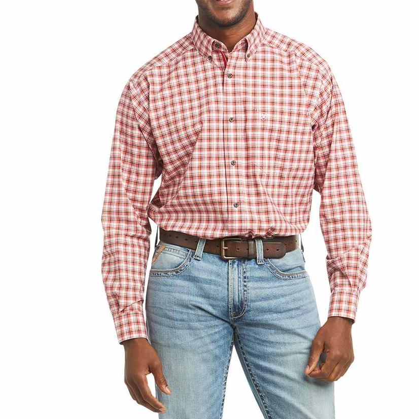  Ariat Floyd Orange Plaid Long Sleeve Buttondown Men's Shirt