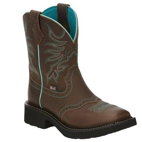 Justin Mandra Brown and Turquoise Women's Boots