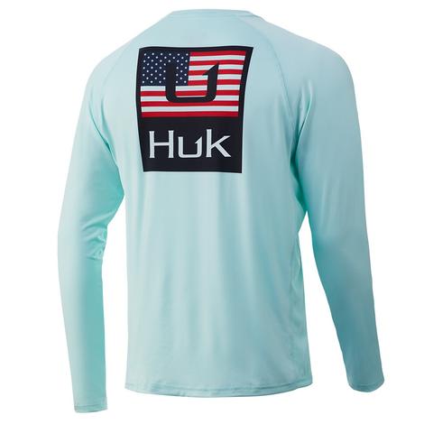 HUK Huk'd Up Americana Pursuit Seafoam Long Sleeve Men's Shirt