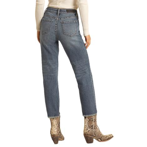 Rock and Roll Cowgirl Medium Wash Straight Crop Women's Jeans