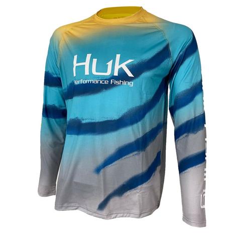 HUK Flare Fade Blue Radiance Long Sleeve Men's Shirt