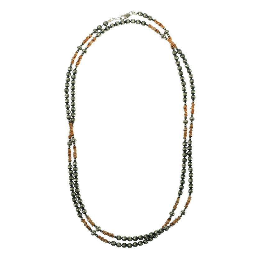  Navajo Pearl And Spiny Oyster 60in Necklace