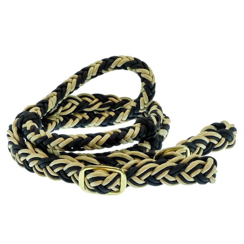 Mustang Cable Knotted Barrel Reins Assorted Colors BLACK/TAN