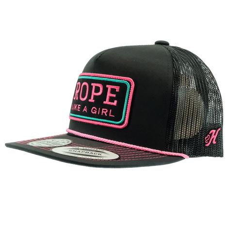 Hooey Rope Like A Girl Black with Hot Pink Patch Meshback Cap