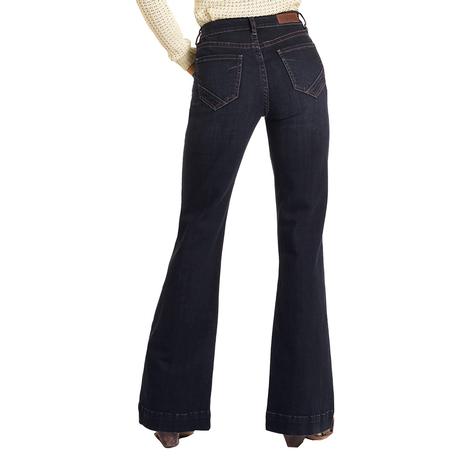 Rock and Roll Cowgirl Dark Wash High Rise Trouser Jeans