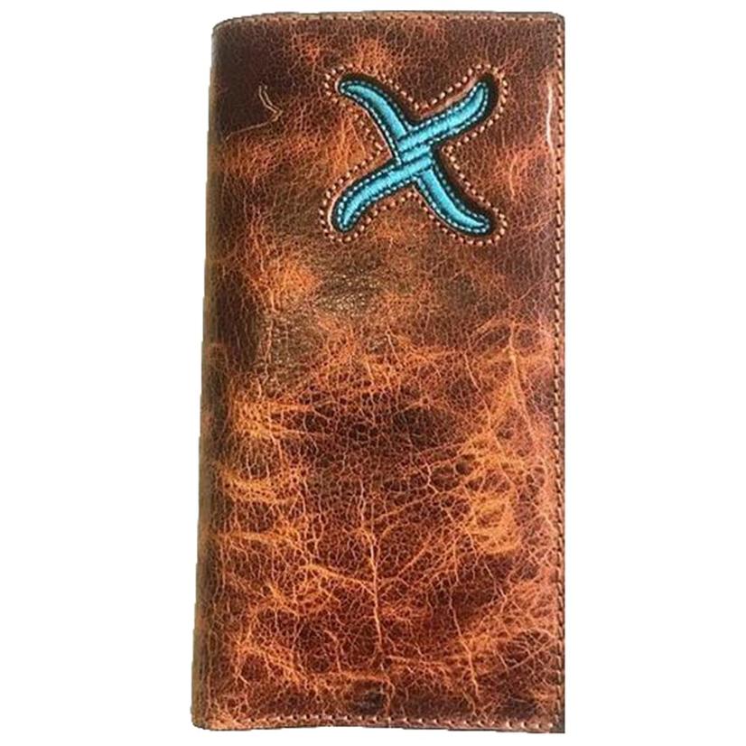  Twisted X Turquoise Inlay Distressed Tan Wallet