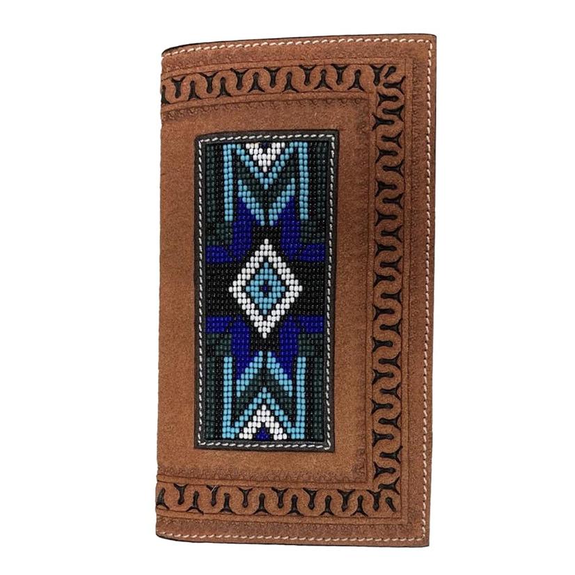  Twisted X Rodeo Leather With Blue Bead Inlay Wallet