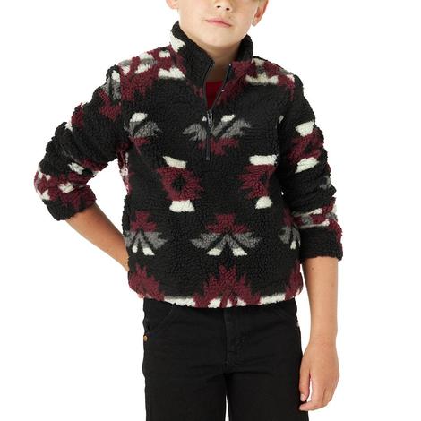 Wrangler Black Aztec Sherpa Boy's Pullover