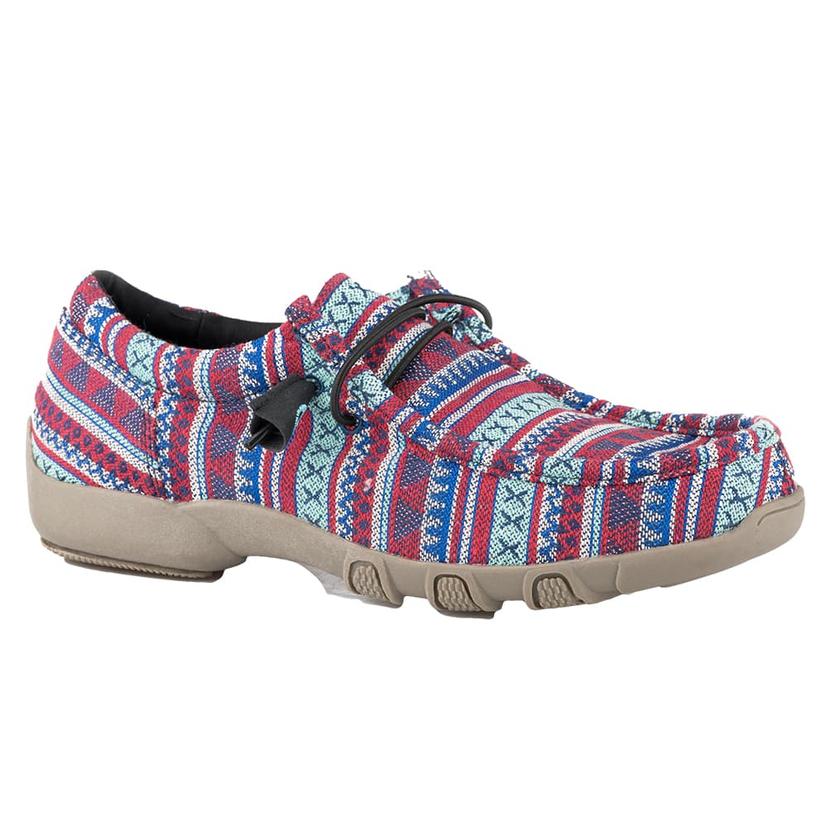  Roper Chillin Aztec Blue Red Canvas Chukka Women's Shoes