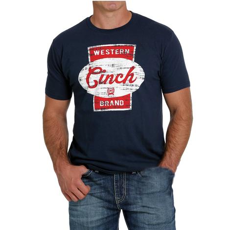 Cinch Navy with Red and White Logo Men's Tee