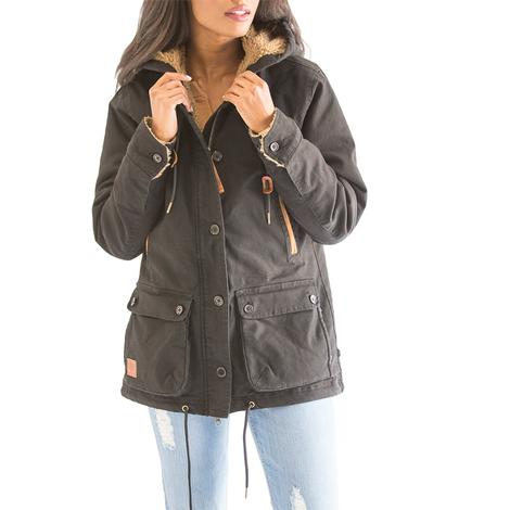 Kimes Ranch Sherpa Lined Canvas Woman's Anorak in Rust and Black