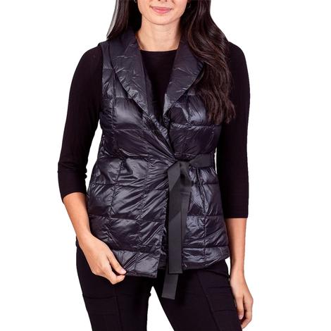Anorak Quilted Wrap Women's Vest in Black or Bone