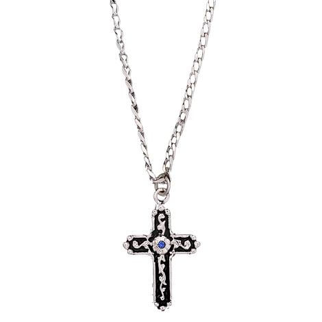 Silver and Black Cross Necklace