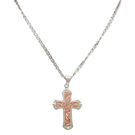 Silver and Rose Gold Men's Cross Necklace