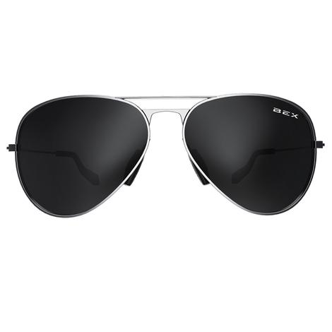 BEX Wesley Silver Frame Gray Lens Sunglasses